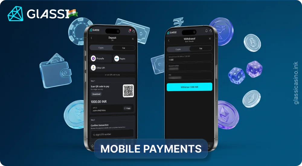 The Glassi Casino app offers fast and secure mobile payments